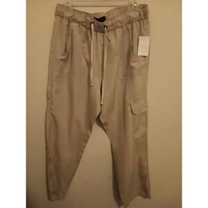 SOLD anctuary pants, Womens Size L, Light Beige Pull On Cargo, Drawstring,  $119
